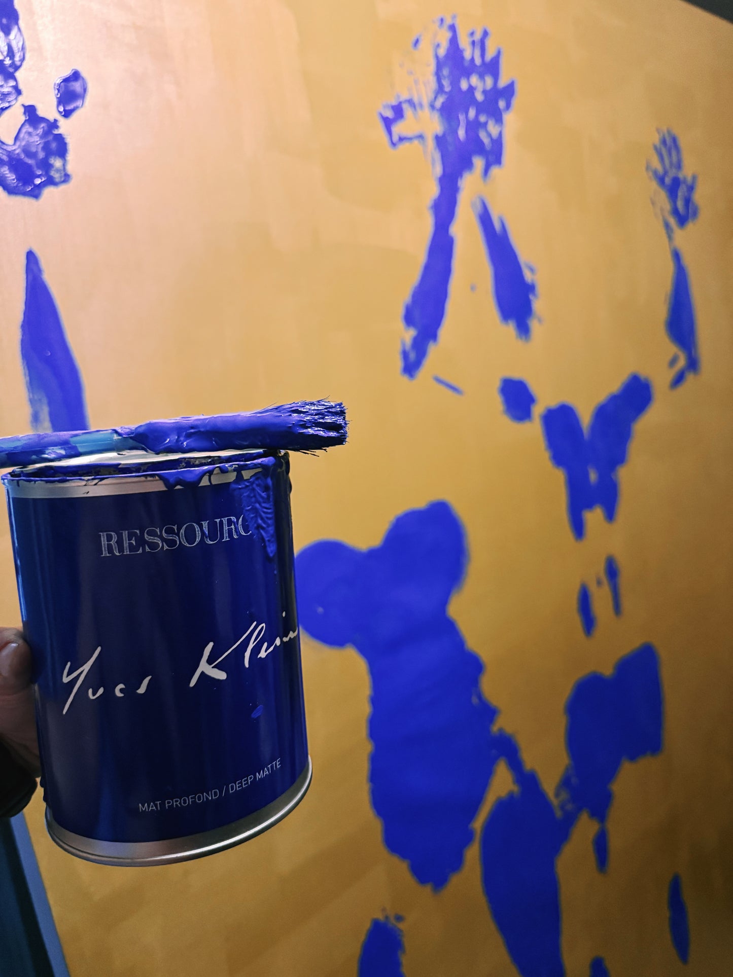 Anthropométrie in Blue | Presence Study I | Metallic Gold Canvas 200x200cm - Yves Klein Inspired Original Modern Art 1