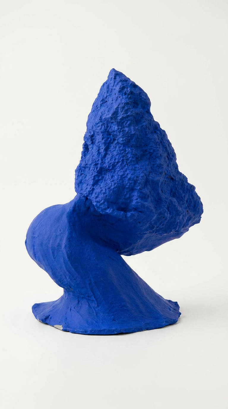 Blue Bonsai Tree Sculpture – Handcrafted Klein Blue Clay Art (20 cm) – Yves Klein Pigment Finish