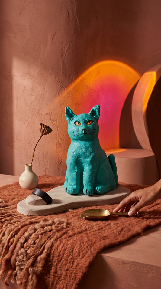 Emerald Green Cat Sunset Lamp