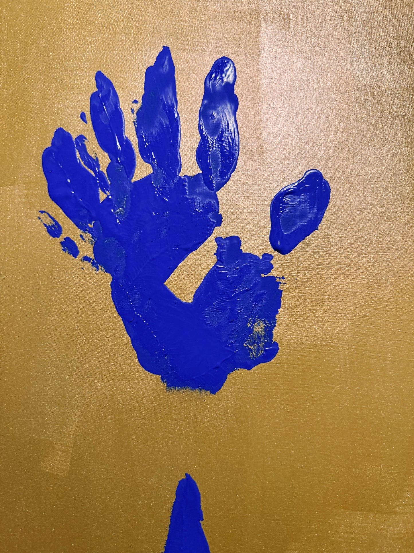 Anthropométrie in Blue Presence Study I | Metallic Gold Canvas 200x200cm - Yves Klein Inspired Original Modern Art