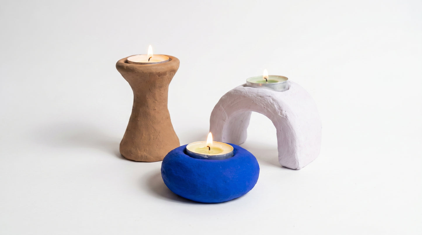 The ARHETIP Trilogy Set | Sculptural Handcrafted Tealight Holders | Nouvelle Bohème