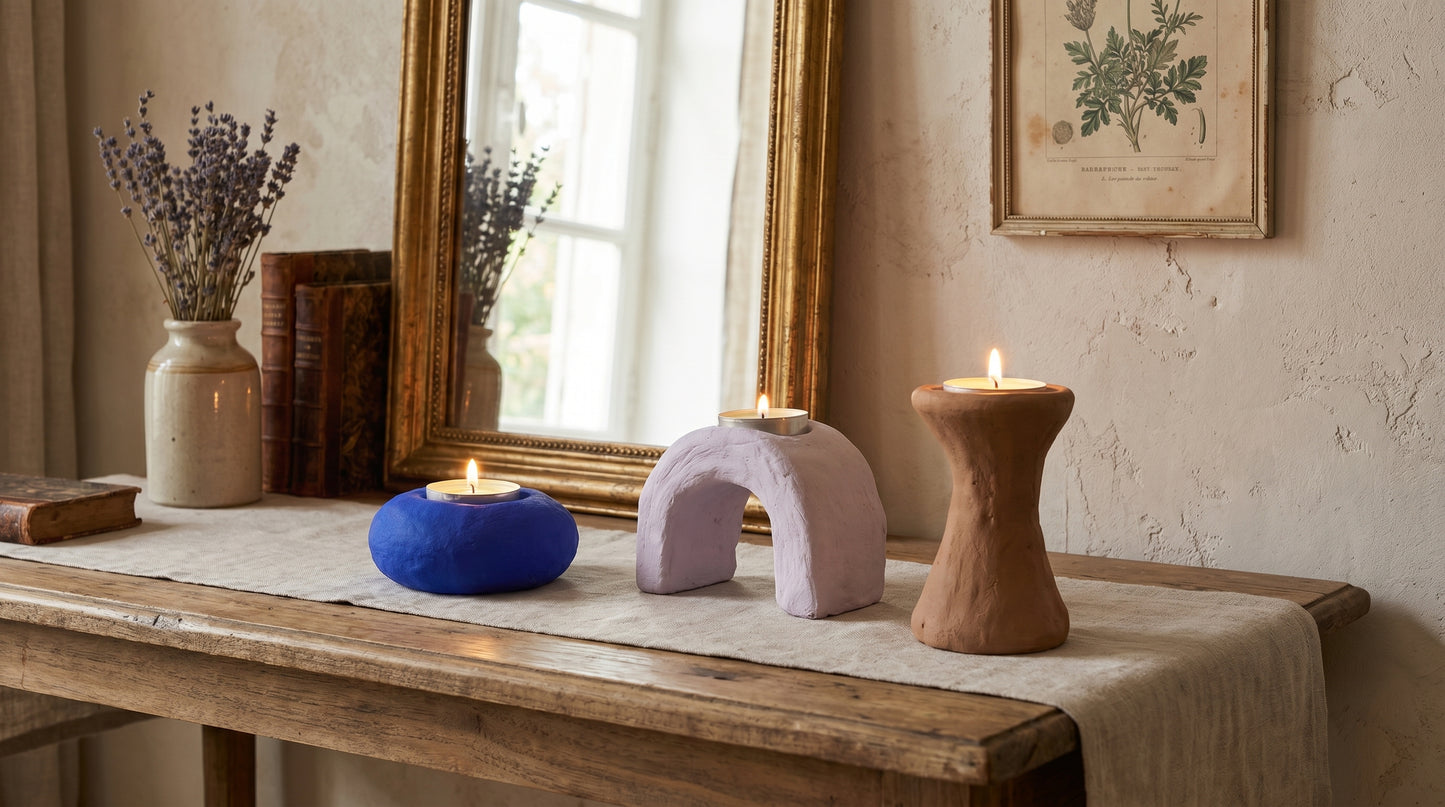 The ARHETIP Trilogy Set | Sculptural Handcrafted Tealight Holders | Nouvelle Bohème